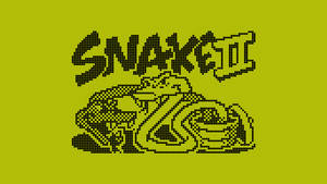 像素藝術蛇標誌，帶有「SNAKE II」文字，背景為綠色。 — 蛇 壁紙