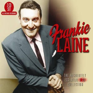 身穿灰色西裝的Frankie Laine為復古音樂專輯封面微笑。