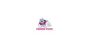 Fresno State 鬥牛犬吉祥物標誌，紅藍色配白色背景。