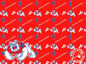 紅色背景上的 Fresno State 鬥牛犬吉祥物標誌圖案