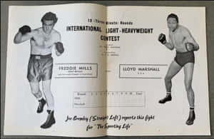 復古拳擊節目，展示 Freddie Mills 和 Lloyd Marshall 準備戰鬥。