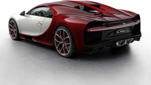 工作室中的紅白 Bugatti Chiron 跑車，帶有發光尾燈。