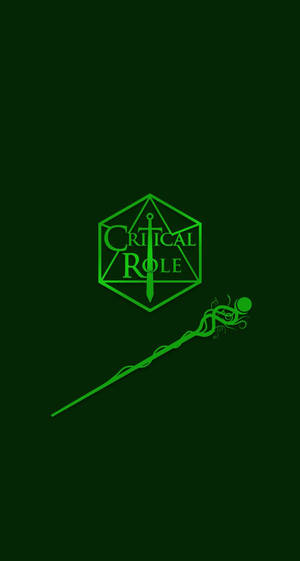 深綠色背景上的綠色Critical Role標誌和法杖