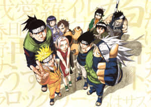 動畫忍者團隊以堅定的表情和手勢擺出姿勢。 — 火影忍者 壁紙