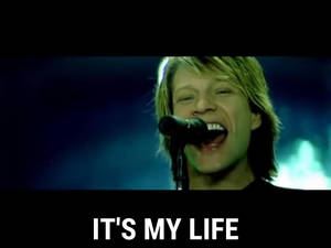 男歌手在舞台上表演，藍色燈光，底部有文字「IT'S MY LIFE」。