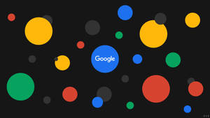 Google標誌被漂浮的彩色圓圈環繞在深色背景上。