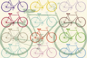 色彩繽紛的單車以粉彩色調排列成重複圖案。 — 圖案 壁紙