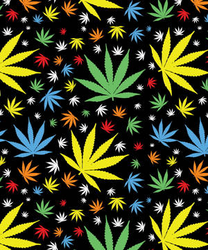 黑色背景上的彩色大麻葉圖案 — Galaxy Z Fold 5 壁紙