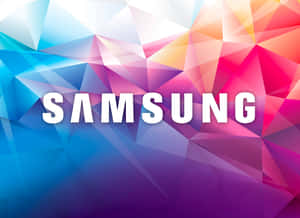 彩色幾何背景上的Samsung標誌