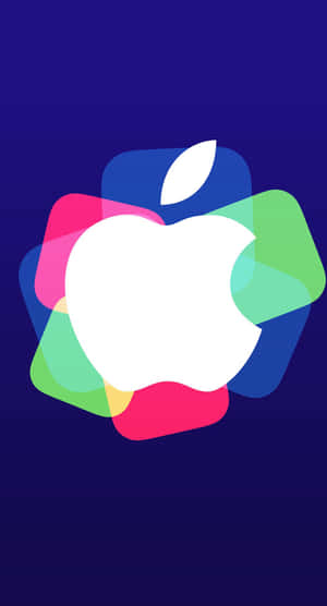 深藍色背景上帶有彩色圓角正方形的Apple標誌