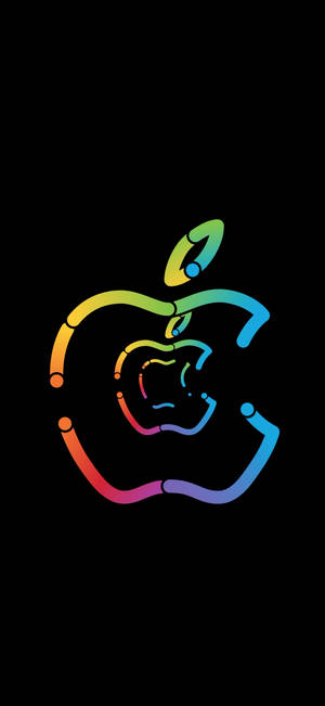 在黑色背景上由發光點組成的彩虹Apple標誌 — 蘋果 壁紙