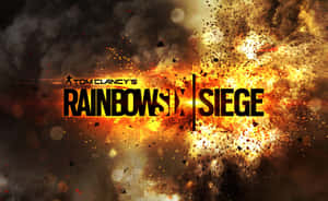 Rainbow Six Siege 遊戲標誌，帶有熾熱的爆炸和碎片。