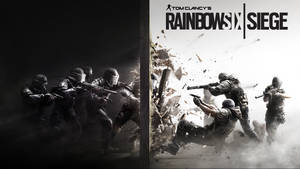 身穿戰術裝備的士兵在《Rainbow Six Siege》的高對比動作場景中突破牆壁。