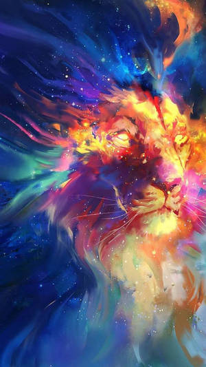 在充滿活力的星系中，由宇宙雲和星星形成的獅子臉。