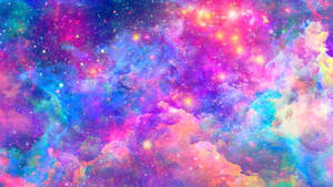 充滿活力的宇宙星雲，帶有旋轉的色彩和閃爍的星星。
