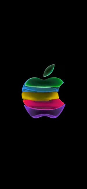 黑色背景上發光的彩虹Apple標誌 — Galaxy S25 壁紙