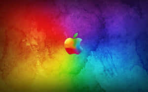 彩虹水彩背景上的彩色Apple標誌。