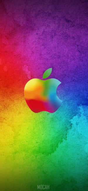 色彩繽紛的彩虹漸變，中央有一個半透明的Apple標誌。