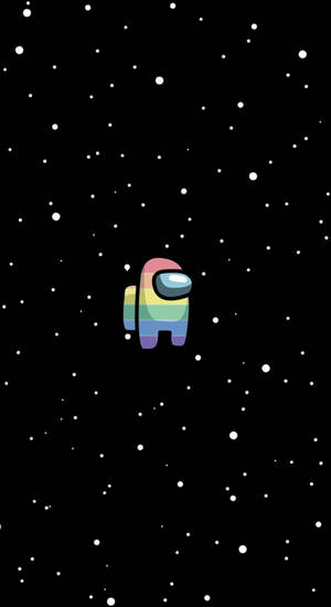 彩虹Among Us角色漂浮在星空之中。