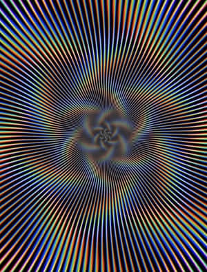 從黑暗中心向外輻射的彩虹色線條組成的催眠螺旋。