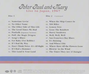 列出 Peter Paul and Mary 1967年日本演唱會歌曲的專輯封底。 — 音樂 GIF 壁紙