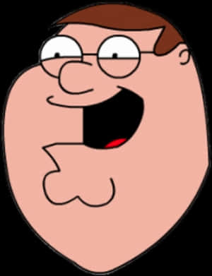 Peter Griffin 卡通角色戴著眼鏡張開嘴巴大笑。
