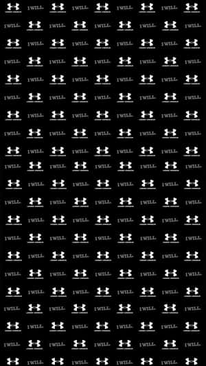 黑色背景上重複出現白色 Under Armour 標誌和 I WILL 文字的壁紙。 — 省電 壁紙