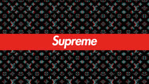 Supreme標誌在故障Louis Vuitton圖案背景上