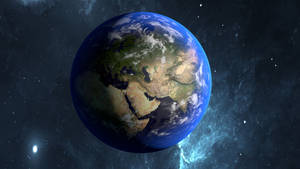 從太空看到的地球，背景可見大陸、海洋和星星。 — 太空 壁紙
