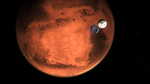 太空船喺深空環繞火星運行，星星清晰可見