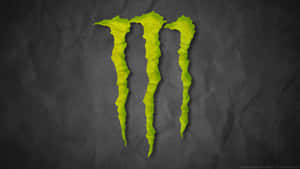 深灰色皺紋紙背景上的青檸綠色Monster Energy爪標誌。 — 怪獸動圖 壁紙
