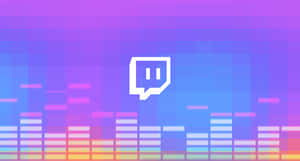 Twitch 標誌搭配漸變背景上的彩色音頻均衡器條