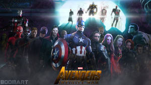 Marvel 復仇者聯盟團隊以電影般的動作姿勢站在一起。
