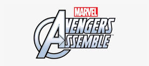 白色背景上銀色和紅色的Marvel Avengers Assemble標誌