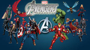 Marvel 復仇者聯盟團隊與標誌一起英勇擺姿勢
