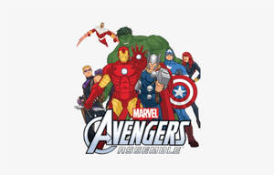 Marvel Avengers Assemble 團隊標誌， featuring Iron Man、Hulk 和 Captain America。