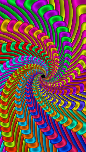 充滿活力的數位螺旋隧道，彩虹色逐漸消失在黑暗中。