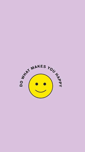 黃色笑臉配上文字 do what makes you happy 在薰衣草背景上