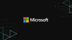 黑色背景上帶有青綠色幾何形狀的 Microsoft 標誌