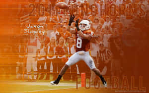 足球運動員 Jaxon Shipley 在比賽中接住傳球，球迷歡呼。 — 橙色美學 壁紙