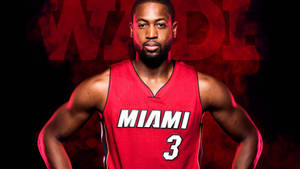 Dwyane Wade 身穿紅色邁阿密熱火球衣，雙手叉腰，站在煙霧繚繞的紅色背景前。