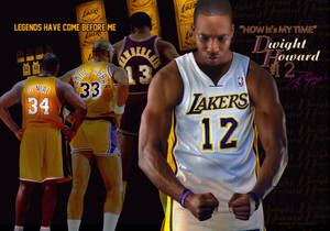 Dwight Howard 身穿湖人球衣，附有致敬過去傳奇的文字