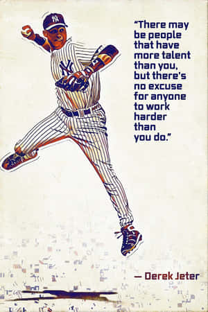 Derek Jeter 棒球選手插圖附有勵志名言。