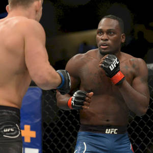 UFC比賽期間籠中的兩名MMA拳手