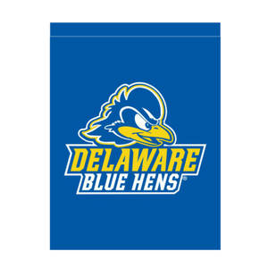 Delaware Blue Hens 運動隊標誌，藍色背景上有藍色母雞吉祥物。 — 藍色 壁紙