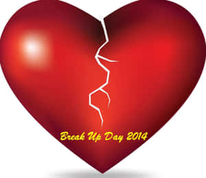 一個紅色碎裂心形，帶有文字「Break Up Day 2014」 — 語錄 壁紙
