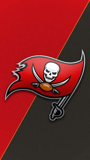 坦帕灣海盜隊NFL球隊標誌，帶有骷髏頭、交叉劍和足球。
