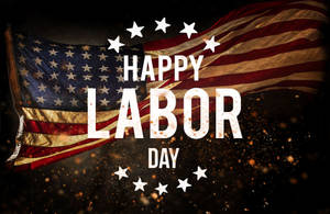 美國國旗，帶有「Happy Labor Day」文字和閃爍背景。