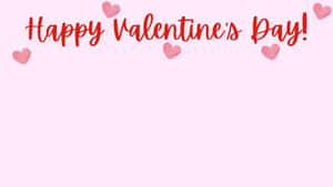 粉紅色背景上帶有紅色心形的 Happy Valentine's Day 訊息。