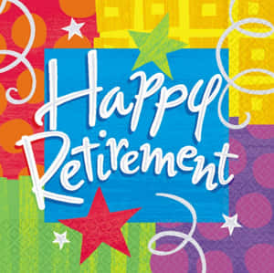 Happy Retirement 賀卡，帶有色彩繽紛的星星和幾何圖案。